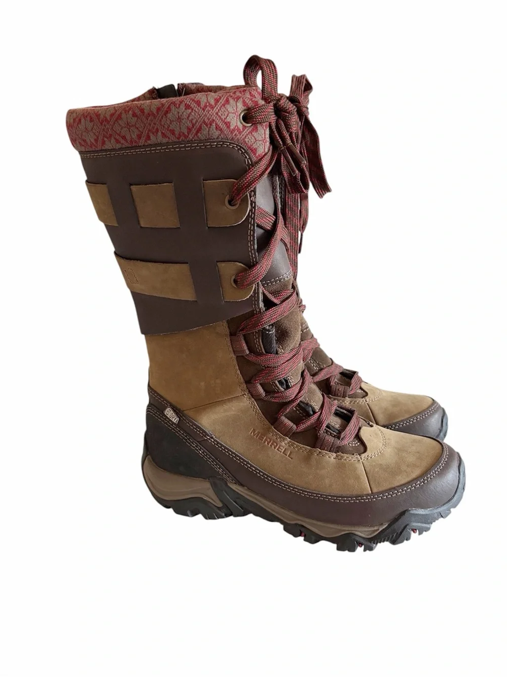 Merrell Womens Tall Winter Lace Up Side Zip Boots size 8